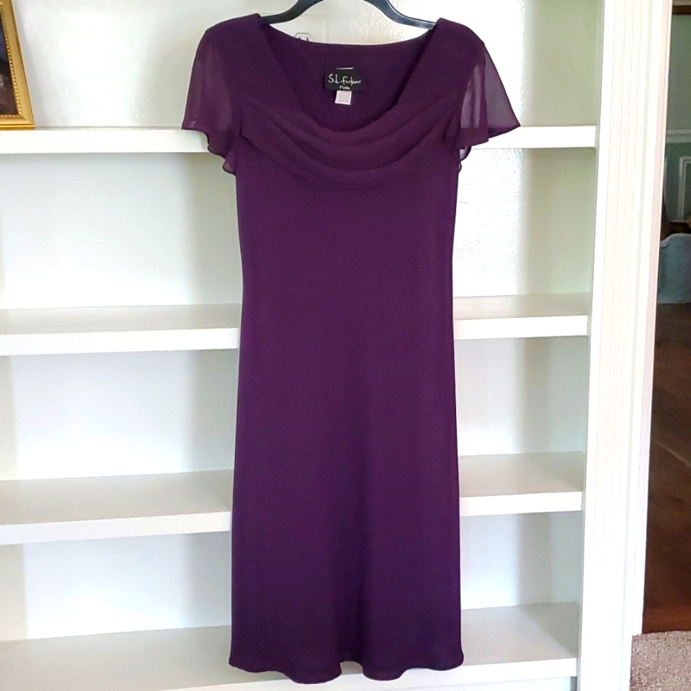 Womens S.L. Fashions Petite Purple Dress